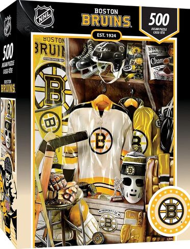 لغز الصور المقطوعة 500 قطعة للبالغين من ماستربيسز Game Day - غرفة خزانة NHL Boston Bruins - 15 بوصة × 21 بوصة in Saudi Arabia