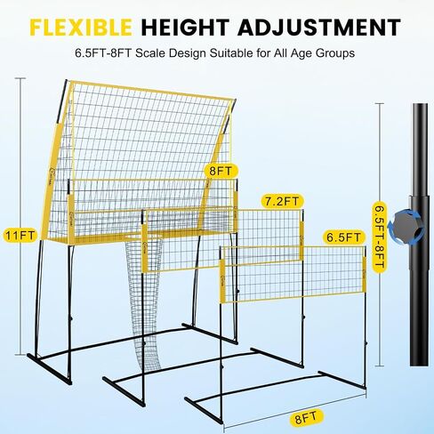 2-in-1 Volleyball Training Net Equipment - Adjustable Height Volleyball Practice Hitting Net System for Serving Spiking with Ball Return, Portable Easy Setup for Indoor Outdoor Backyard Beach Grass in Saudi Arabia