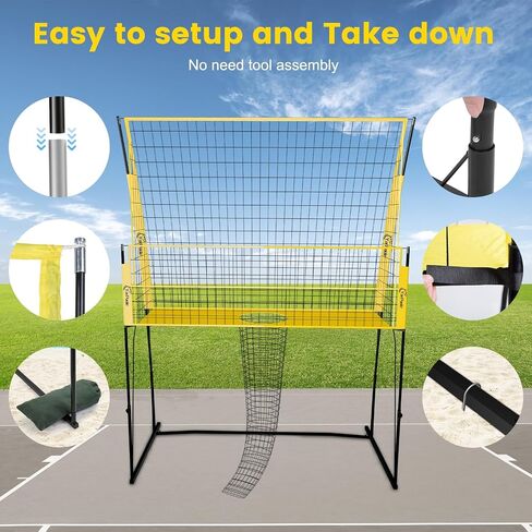 2-in-1 Volleyball Training Net Equipment - Adjustable Height Volleyball Practice Hitting Net System for Serving Spiking with Ball Return, Portable Easy Setup for Indoor Outdoor Backyard Beach Grass in Saudi Arabia