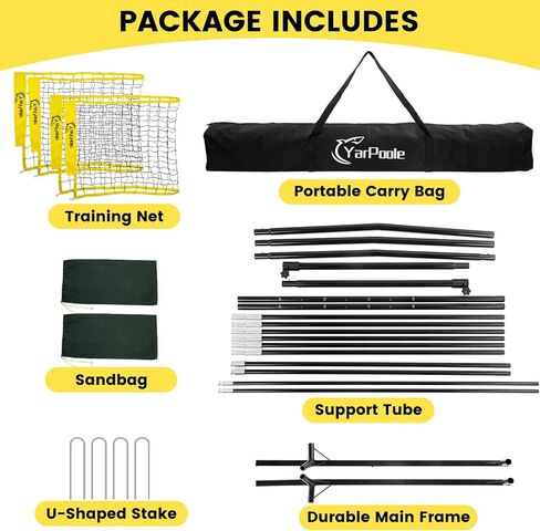 2-in-1 Volleyball Training Net Equipment - Adjustable Height Volleyball Practice Hitting Net System for Serving Spiking with Ball Return, Portable Easy Setup for Indoor Outdoor Backyard Beach Grass in Saudi Arabia