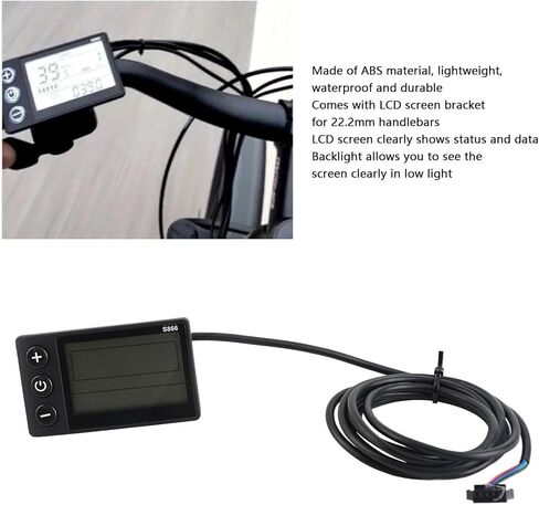 Agatige S866 دراجة كهربائية LCD عرض متر، 24V 36V 48V لوحة تحكم سكوتر الكهربائية مع SM التوصيل أجهزة الكمبيوتر ركوب الدراجات لمقود 22.2mm / 0.9in in Saudi Arabia