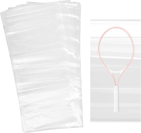 Skylety 100 Pack Polythene Plastic Tennis Racquet Bags Bulk Disposable Tennis Clear Rackets Storage Cover Bag 14" x 33" for Standard Rackets Sport Team Coach Club Supply Equipment Protection in Saudi Arabia
