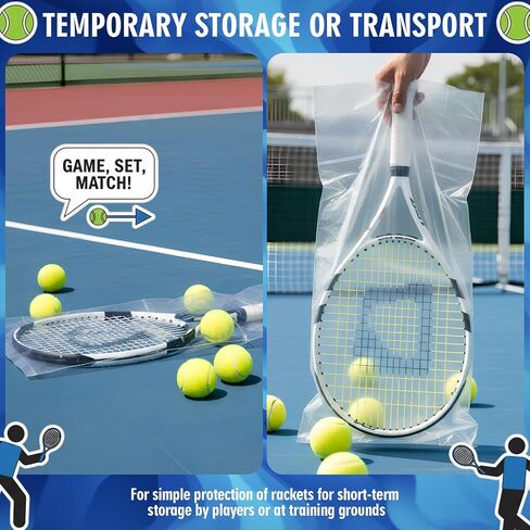 Skylety 100 Pack Polythene Plastic Tennis Racquet Bags Bulk Disposable Tennis Clear Rackets Storage Cover Bag 14" x 33" for Standard Rackets Sport Team Coach Club Supply Equipment Protection in Saudi Arabia