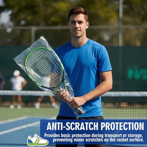 Skylety 100 Pack Polythene Plastic Tennis Racquet Bags Bulk Disposable Tennis Clear Rackets Storage Cover Bag 14" x 33" for Standard Rackets Sport Team Coach Club Supply Equipment Protection in Saudi Arabia