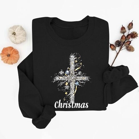 Christmas Sweatshirt for Women Christian Jesus Faith Shirt Long Sleeve Crewneck Pullover Tops Funny Xmas Outfits in Saudi Arabia
