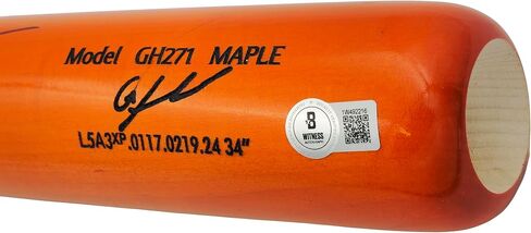 Gunnar Henderson Autographed Orange Chandler Player Model Baseball Bat Orioles "AL ROY 23" Beckett BAS Witness Stock #225827 in Saudi Arabia