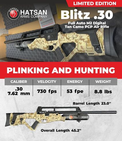 Hatsan Blitz بندقية هوائية PCP أوتوماتيكية بالكامل مع أهداف ورقية قابلة للارتداء 100x وحزمة كريات الرصاص in Saudi Arabia