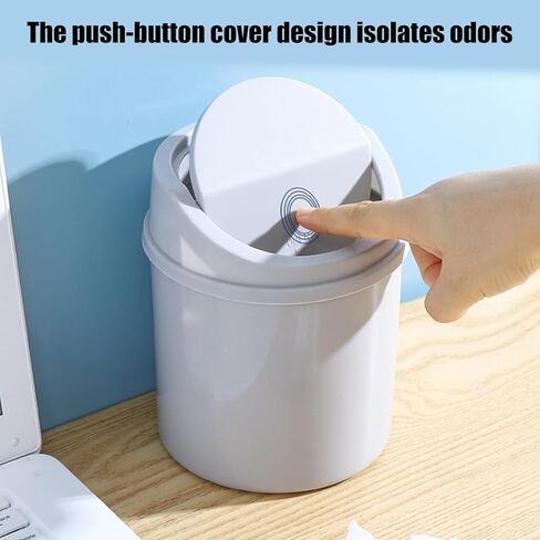 Desktop Waste Bin with Swing Lid Small Trash Can Dustbin Garbage Container for Bedroom Living Room Home Office Home Desk Trash Can in Kuwait