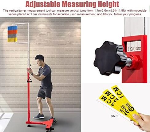Vertical Jump Tester Equipment,Vertical Leap Measurer,Extra Tall Vertical Jump Tester with Wheel, Gym School Home Vertical Jump Trainer 5.5-11.8ft, Vertical Jump MEA in Saudi Arabia