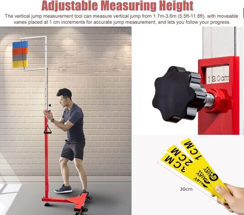 Vertical Jump Tester Equipment,Vertical Leap Measurer,Extra Tall Vertical Jump Tester with Wheel, Gym School Home Vertical Jump Trainer 5.5-11.8ft, Vertical Jump MEA in Saudi Arabia