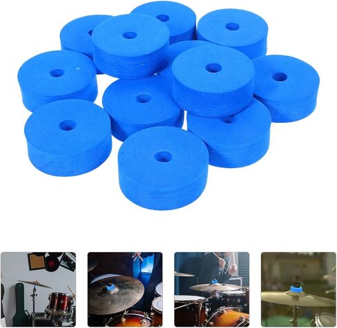 12 قطعة من وسادات طبل البحيرة الزرقاء السميكة الصامتة من حصائر ترطيب الصنج لحامل القبعة العالية لحماية الصنج وغسالات اللباد لقمع الضوضاء للمبتدئين والمحترفين في صيانة الطبل in Kuwait