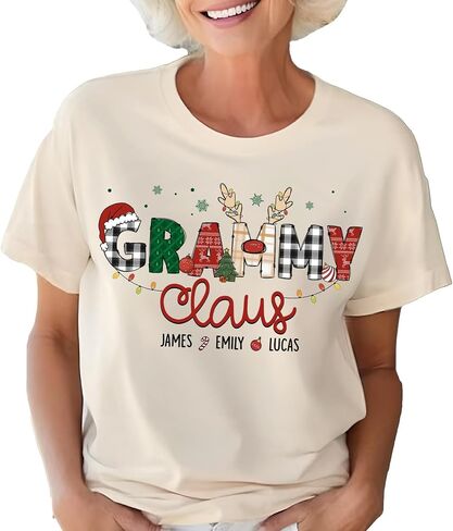 Custom Nickname Claus with Name of Kids or Grandkids Sweatshirt, Personalized for Women, Various Sizes in Saudi Arabia