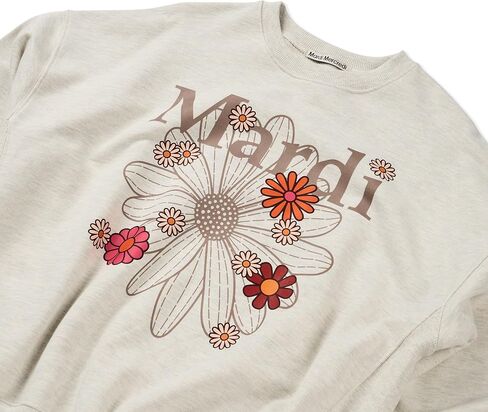 Women's FLOWERMARDI BLOSSOM Graphic Sweatshirt, 100% Cotton, Relaxed Fit Crewneck, Colorful Floral Print in Saudi Arabia