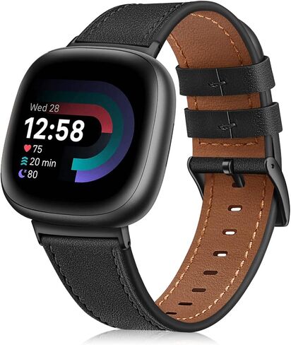 أحزمة Fintie متوافقة مع Fitbit Versa 4 3 / Sense 2 1، سوار معصم بديل من الجلد الأصلي (الفهد الكلاسيكي) in Saudi Arabia