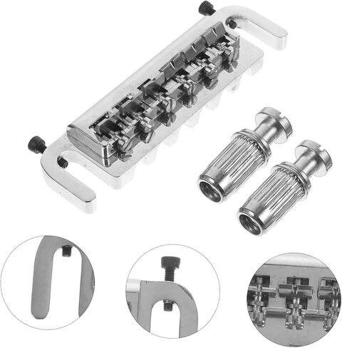 Generic Wraparound Roller Bridge Saddle Tailpiece Combo Zinc Alloy Chrome Finish for Style Electric Guitar Replacement Parts Accessories with Studs and Bushings Random Color in Saudi Arabia