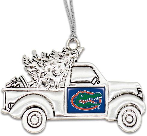 Florida Gators Vintage Truck Ornament with Team Logo Silver Metal Tree Decoration UF in Saudi Arabia