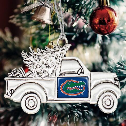 Florida Gators Vintage Truck Ornament with Team Logo Silver Metal Tree Decoration UF in Saudi Arabia