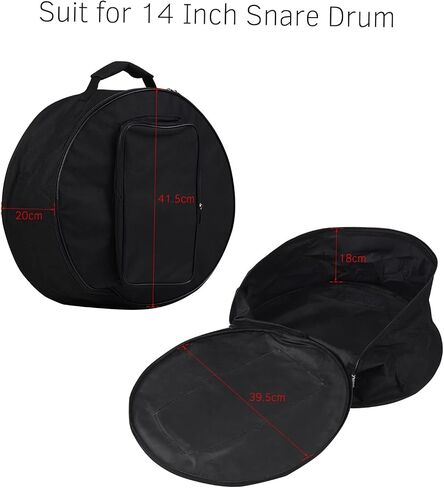 Snare Drum Bag 15 7 inch Adjustable Strap Portable Padded Drum Bag Portable Travel Oxford Cover External Pocket Percussion Transport Accessories (Black) in Saudi Arabia