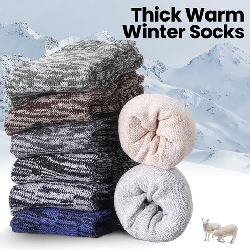 Liitrsh 32 Pairs Homeless Men Wool Socks Bulk Warm Thermal Winter Unisex Crew Thickening Boot Sports Hiking Socks Size 6-12 in Saudi Arabia