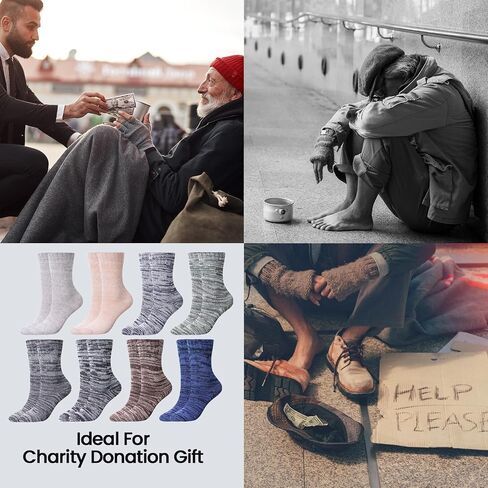 Liitrsh 32 Pairs Homeless Men Wool Socks Bulk Warm Thermal Winter Unisex Crew Thickening Boot Sports Hiking Socks Size 6-12 in Saudi Arabia