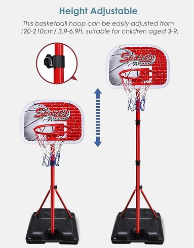Basketball Stand, Portable Basketball Stand Set, Height Adjustable 120-210 Cm, Suitable for Yard, Garden in Saudi Arabia