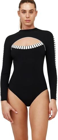 Gottex Women's Free Sport Cut Out Long Sleeve One Piece Swimwear-Removable Soft Cups, Front Lining, Back Zipper in Saudi Arabia