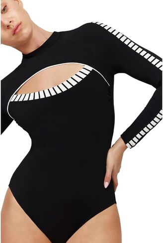 Gottex Women's Free Sport Cut Out Long Sleeve One Piece Swimwear-Removable Soft Cups, Front Lining, Back Zipper in Saudi Arabia