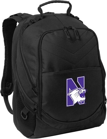 Broad Bay Northwestern Backpack Official NU Wildcats Laptop Computer Bag (Black - Wildcat Logo) in Saudi Arabia