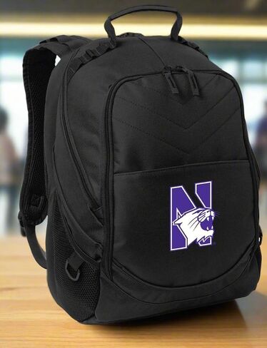 Broad Bay Northwestern Backpack Official NU Wildcats Laptop Computer Bag (Black - Wildcat Logo) in Saudi Arabia