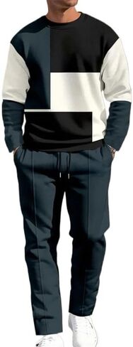 Men's round neck sports shirt pants two-piece set, casual thick printed hooded sweatshirt jogging pants set in Saudi Arabia