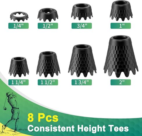 8 Pack ‌Simulator Golf Tees, TPU Unbreakable Material, Height from 1/4" to 2", Suitable for Indoor, Outdoor, Winter, Golf Mats, Turf and Driving Range in Saudi Arabia