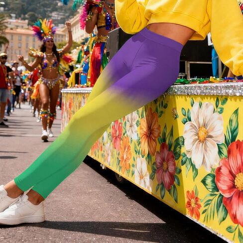Carnival Leggings for Women High Waist Carnival Graphic Print Stretch Pants Soft Lightweight Festival Holiday Tousers in Saudi Arabia