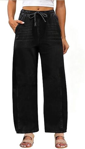 Wide Leg Jeans Women Stretchy High Waisted Business Casual Baggy Wide Leg Pants Skinny Slim Fit Tummy Control Jeans in Saudi Arabia