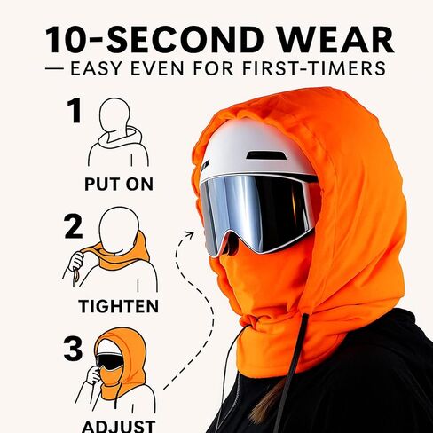 2026 Upgrade Waterproof Fleece Lined Hood,3-in-1 Hood Hat with Drawstring,Thermal Fleece Hoodie Mask,for Unisex in Kuwait