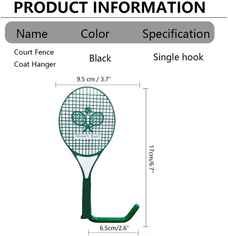Tennis Fence Hooks,Sports Court Fence Hook Hanging Glasses Key Racket Hat, Metal Stronger Fence Hooks(Green) 2 Pcs in Saudi Arabia