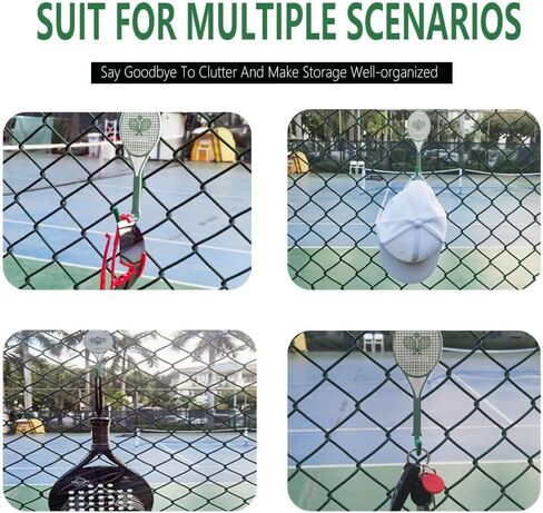 Tennis Fence Hooks,Sports Court Fence Hook Hanging Glasses Key Racket Hat, Metal Stronger Fence Hooks(Green) 2 Pcs in Saudi Arabia