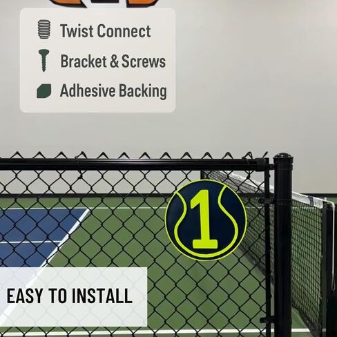 Tennis Court Number Marker – 6"x6" or 11"x11", Easy Install, All-Surface Mount, All-Weather, Non-Rusting PETG, For Facility or Club, Made in USA in Saudi Arabia