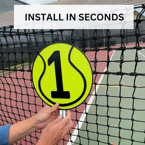 Tennis Court Number Marker – 6"x6" or 11"x11", Easy Install, All-Surface Mount, All-Weather, Non-Rusting PETG, For Facility or Club, Made in USA in Saudi Arabia