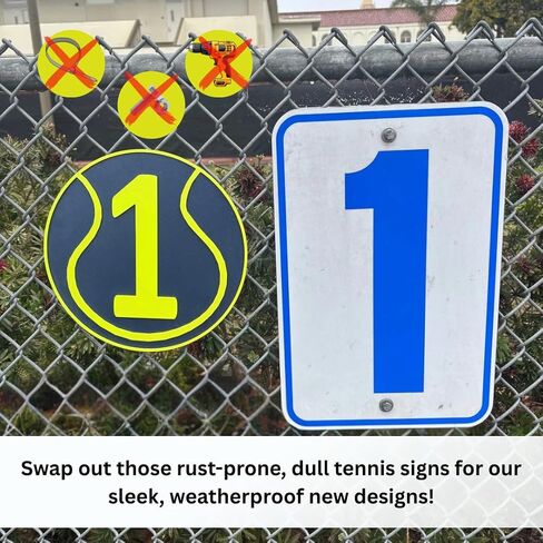 Tennis Court Number Marker – 6"x6" or 11"x11", Easy Install, All-Surface Mount, All-Weather, Non-Rusting PETG, For Facility or Club, Made in USA in Saudi Arabia