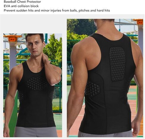 Pilipane Baseball Chest Protector Breathable Fast Drying EVA Shockproof Block Sport Sleeveless Protective Shirt for Softball Football in Saudi Arabia