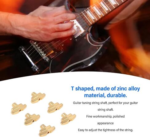 6PCS Guitar Tuning Peg Buttons Zinc Alloy T Shaped Tuner Heads Replacement Guitar Tuning Peg Tuners for Acoustic Electric Guitar(Gold) in Saudi Arabia