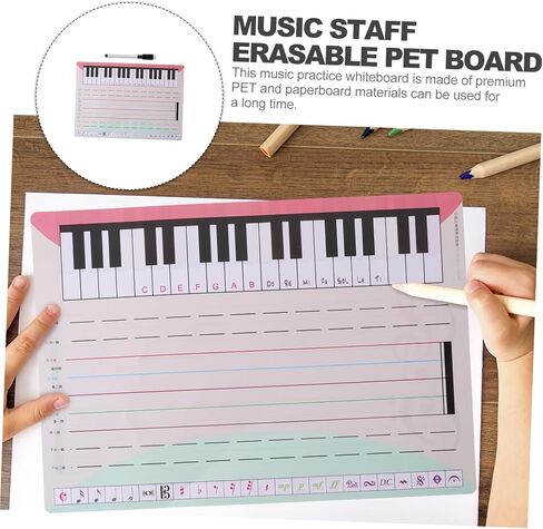 TEHAUX Erasable Music Teaching Whiteboard Set Reusable Staff Score Board for Piano Practice Portable Dry Erase Music Notes Tool for Classroom and Home in Saudi Arabia