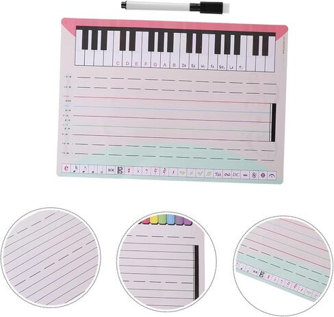 TEHAUX Erasable Music Teaching Whiteboard Set Reusable Staff Score Board for Piano Practice Portable Dry Erase Music Notes Tool for Classroom and Home in Saudi Arabia
