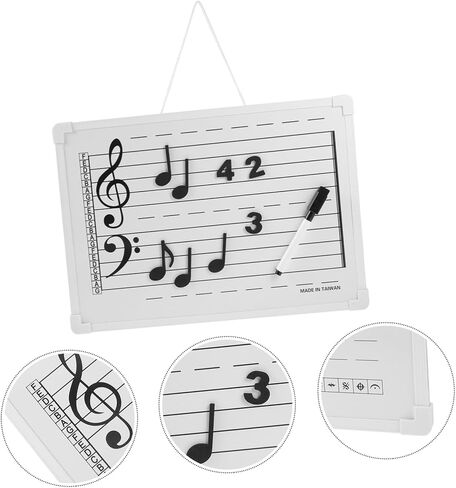 DOITOOL Erasable Music Staff Whiteboard with Magnetic Note Stickers Portable Practice Tool for Students and Teachers and Easy to Clean Writing Surface Compact Design for Home Classroom Use in Saudi Arabia