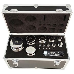 PreAsion F1 Grade 1mg-5kg Calibration Weight Kit 28pcs Stainless Steel Weights with Aluminium Alloy Box for Lab Education