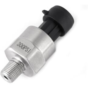 Pressure Transducer Sender Sensor for Oil Fuel Air Water, 1/8"NPT Thread Stainless Steel Pressure Transducer(300PSI)