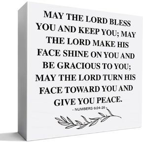 Nursery Religious Desk Decor Wooden Sign, Nursery Christian Bible Verse Decoration for Toddler Baby Room Kid's Bedroom Scripture Decor, Nursery Gift for Newborn Baby Boy Girl Kids, Numbers 6:24-26