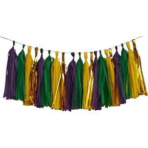 ZOOYOO Shiny Tassel Garland Tissue Paper Tassel Banner,Table Decor,DIY Kits for Mermaid Party, Tassels Party Decoration,Pack of 20 - (Lavender/Light Blue/Mint/Silver)