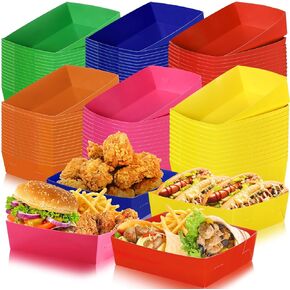 Zhehao 48 Pack Multicolor Paper Food Trays 5 lb Food Boats Large Nacho Boats Disposable Easter Party Serving Trays for Happy Easter Party Favors Holiday Spring(Vivid Colors)