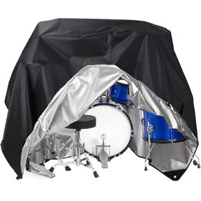 Skyour Drum Set Dust Cover 420D Oxford Large Electric Drum Kit Covers Waterproof Anti UV Outdoor Musical Instruments Drum Set Accessories Bags Cover with Sewn-in Weighted Corners